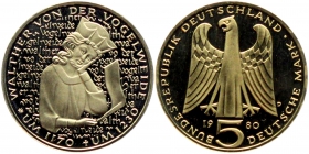 BRD - J 427 - 1980 - Walther von der Vogelweide - 5 Mark - PP in Kapsel