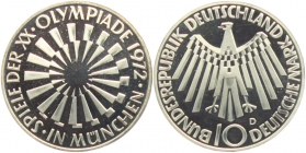 BRD - J 401b - 1972 G - 10 Mark - Olympische Spiele 1972 in München - Spirale in München - 10 Mark - bankfrisch
