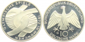 BRD - J 402 - 1972 - Olympische Spiele 1972 in München - Verschlungene Arme - 10 Mark - PP - Prägebuchstabe unserer Wahl