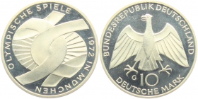 BRD - J 402 - 1972  - Olympische Spiele 1972 in München - Verschlungene Arme - 10 Mark - PP - Prägebuchstabe unserer Wahl