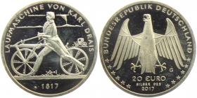BRD - J 620 - 2017 - Karl Drais - Laufmaschine - 20 Euro - bankfrisch