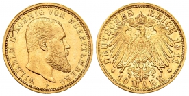 Württemberg - J 295 - 1911 F - Wilhelm II. (1891 - 1918) - 10 Mark vz