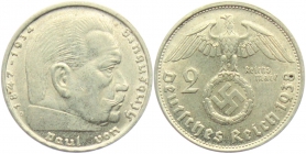 Drittes Reich - J 366 - 1938 B - Hindenburg - 2 Reichsmark - f.st