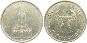 Drittes Reich - J 357 - 1935 D - Garnisonskirche in Potsdam - ohne Datum -  5 Reichsmark - ss+