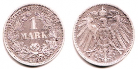 Kaiserreich - J 17 - 1892 G - 1 Mark - großer Adler - ss