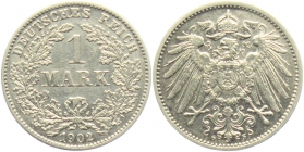 Kaiserreich - J 17 - 1902 G - 1 Mark - großer Adler - vz