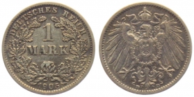 Kaiserreich - J 17 - 1905 D - 1 Mark - großer Adler - ss-vz