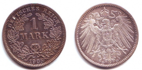 Kaiserreich - J 17 - 1905 D - 1 Mark - großer Adler - f.st