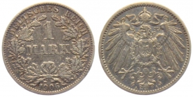 Kaiserreich - J 17 - 1906 A - 1 Mark - großer Adler - ss-vz