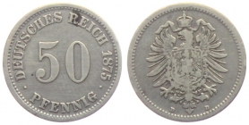 Kaiserreich - J 7 - 1875 D - 50 Pfennig - kleiner Adler - ss
