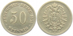 Kaiserreich - J 7 - 1875 J - 50 Pfennig - kleiner Adler - ss+