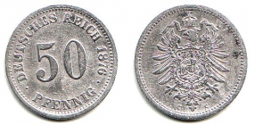 Kaiserreich - J 7 - 1876 C - 50 Pfennig - kleiner Adler - ss-vz