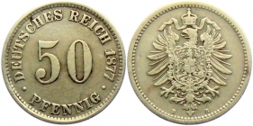 Kaiserreich - J 7 - 1877 B - 50 Pfennig - kleiner Adler - ss-vz