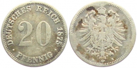 Kaiserreich - J 5 - 1875 A - 20 Pfennig - kleiner Adler - s-ss
