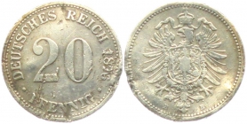 Kaiserreich - J 5 - 1876 B - 20 Pfennig - kleiner Adler - s