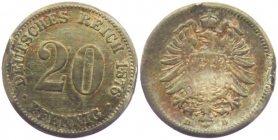 Kaiserreich - J 5 - 1876 D - 20 Pfennig - kleiner Adler - s