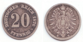 Kaiserreich - J 5 - 1876 E - 20 Pfennig - kleiner Adler - ss