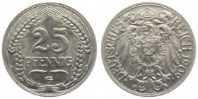 Kaiserreich - J 18 - 1909 G - 25 Pfennig - f.st