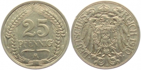 Kaiserreich - J 18 - 1910 A - 25 Pfennig - ss-vz min. RF