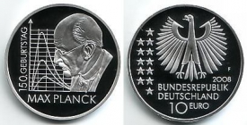 BRD - J 535 - 2008 - 150. Geburtstag von Max Planck - 10 Euro - bfr.