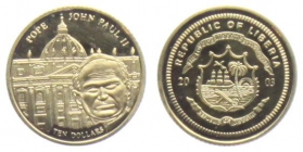 Liberia - 2003 - Papst Johannes Paul II. vor dem Petersdom in Rom - 10 Dollars PP
