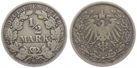 Kaiserreich - J 16 - 1905 A - 1/2 Mark - s-ss