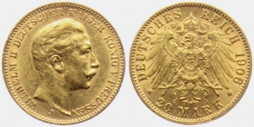 Preussen - J 252 - 1898 J - Wilhelm II. (1888 - 1918) - 20 Mark vz min. RF