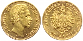 Bayern - J 197 - 1875 D - Ludwig II. (1864 - 1886) - 20 Mark - ss-vz