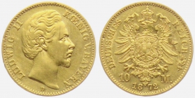 Bayern - J 193 - 1872 D - König Ludwig II. von Bayern (1864 - 1886) - 10 Mark - ss-vz min. RF