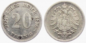 Kaiserreich - J 5 - 1876 D - 20 Pfennig - kleiner Adler - ss