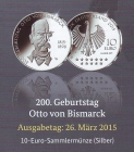 BRD - J 596 - 2015 - 200. Geburtstag von Otto von Bismarck - 10 Euro - PP