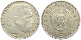 Drittes Reich - J 360 - 1936 A - Hindenburg - mit Reichsadler - 5 Reichsmark - ss