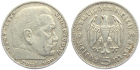 Drittes Reich - J 360 - 1936 G - Hindenburg - mit Reichsadler - 5 Reichsmark - ss