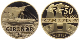 Frankreich - 2015 - Segelschiff Gironde - 50 Euro PP - in Box mit Echtheitszertifikat