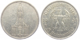 Drittes Reich - J 357 - 1934 A - Garnisonskirche in Potsdam - ohne Datum -  5 Reichsmark - ss+