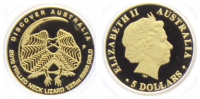 Australien - 2010 - Kragenechse - 5 Dollar - 1/25 Unze - PP
