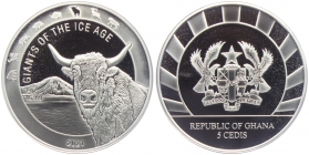 Ghana - 2021 - Auerochse - Aus der Serie Giganten der Eiszeit - 5 Cedis - 1 Unze - st