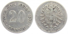 Kaiserreich - J 5 - 1876 G - 20 Pfennig - kleiner Adler - ss