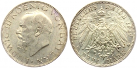 Bayern - J 52 - 1914 D - König Ludwig III. (1913-1918) - 3 Mark - vz-st