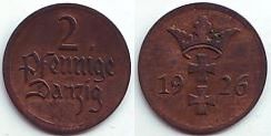 Danzig - D 3 - 1926 - 2 Pfennig - f.st