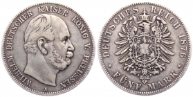 Preussen - J 97 - 1876 A - Wilhelm I. (1861 - 1888) - 5 Mark - ss+