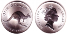 Australien - 1993 - Känguruh - 1 Dollar - 1 Unze - st/Bu