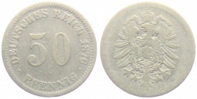 Kaiserreich - J 7 - 1876 ? - 50 Pfennig - kleiner Adler - s