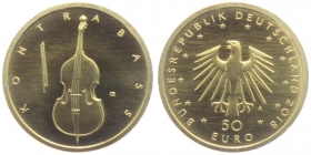 Deutschland - 2018 A - Musikinstrumente - Kontrabass - 50 Euro - 1/4 Unze - st in Originalbox mit Zertifikat und Umkarton