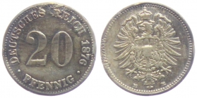 Kaiserreich - J 5 - 1876 E - 20 Pfennig - kleiner Adler - s