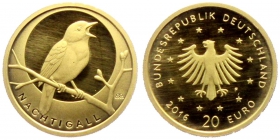 Deutschland - 2016 F - Heimische Vögel - Nachtigall - 20 Euro - 1/8 Unze - st in Kapsel mit Echtheitszertifikat