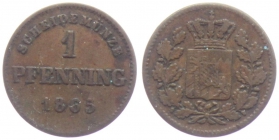 Bayern - 1865 - König Ludwig II. (1864-1886) - 1 Pfennig - ss+