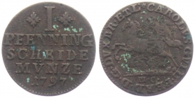 Braunschweig-Wolfenbüttel - 1797 MC - Karl Wilhelm Ferdinand (1780-1806) - 1 Pfennig - ss