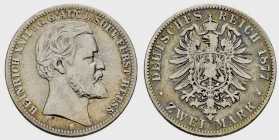 Reuss, Ältere Linie - J 116 - 1877 B - Heinrich XXII. (1867-1902) - unter Vormundschaft - 2 Mark - ss