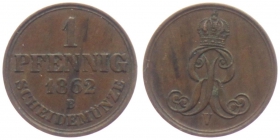 Hannover - 1862 B - Georg V. (1851-1866) - 1 Pfennig - vz